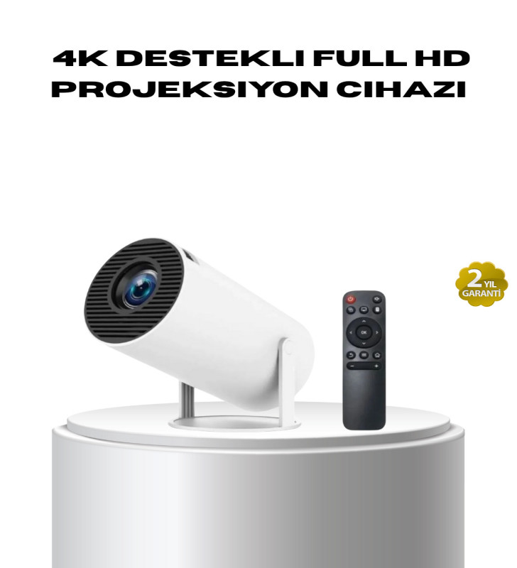 4K Destekli Full HD Projeksiyon Cihazı – 130 inç Geniş Ekran, WiFi ve HDMI Bağlantılı - Lisinya