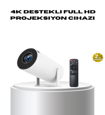 4K Destekli Full HD Projeksiyon Cihazı – 130 inç Geniş Ekran, WiFi ve HDMI Bağlantılı - Lisinya