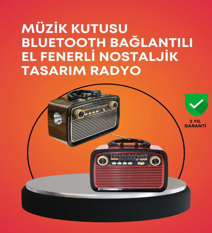 Nostaljik Radyo Görünümlü Bluetooth Hoparlör – FM/AM Yayın, Kablosuz Bağlantı, Şarj Edilebilir - Lisinya