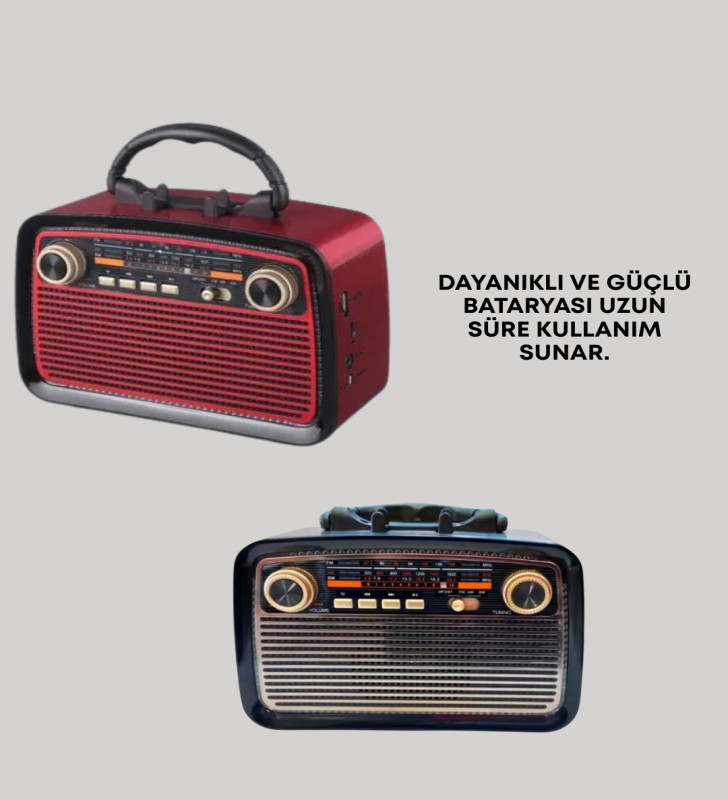 Taşınabilir Bluetooth Hoparlör – Modern Teknoloji ile Nostaljik Radyo Deneyimi, FM/AM Fonksiyonu - Lisinya