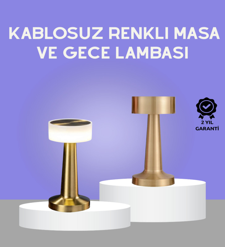 Touch Gece Lambası – Dokunmatik Kontrol, Kablosuz Kullanım, Metal Gövde - Lisinya