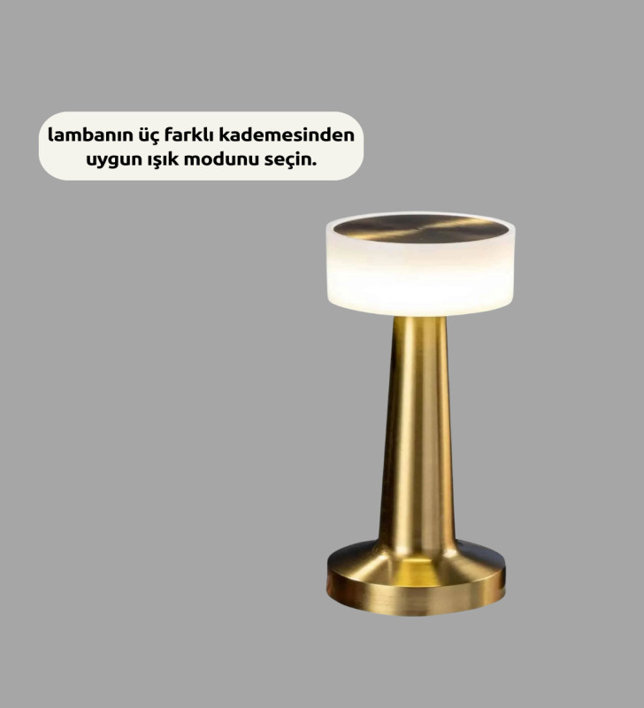Touch Gece Lambası – Dokunmatik Kontrol, Kablosuz Kullanım, Metal Gövde - Lisinya