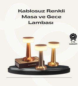 Modern USB'li Kablosuz Masa Lambası – Minimalist Tasarım, 3 Farklı Parlaklık - Lisinya