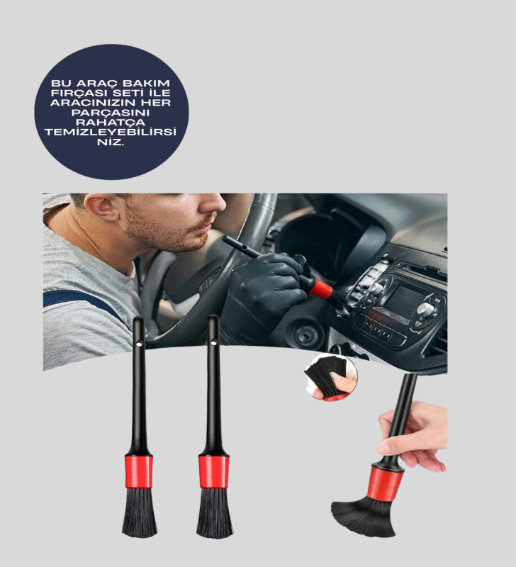 5'li Araç Temizlik Fırça Seti-Detaylı Temizlik İçin Çok Amaçlı Fırçalar - Lisinya