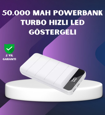 50000mAh Yüksek Kapasiteli Powerbank Hızlı Şarj ve LED Ekranlı - Lisinya