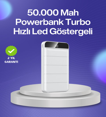 4 Cihazı Aynı Anda Şarj Edebilen Güçlü Powerbank 50000 mAh - Lisinya