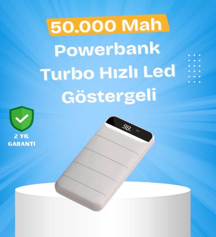 Çoklu Cihaz Uyumlu LED Ekranlı 50000 mAh Powerbank - Lisinya