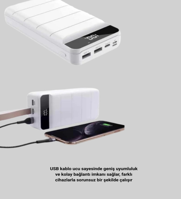 Çoklu Cihaz Uyumlu LED Ekranlı 50000 mAh Powerbank - Lisinya