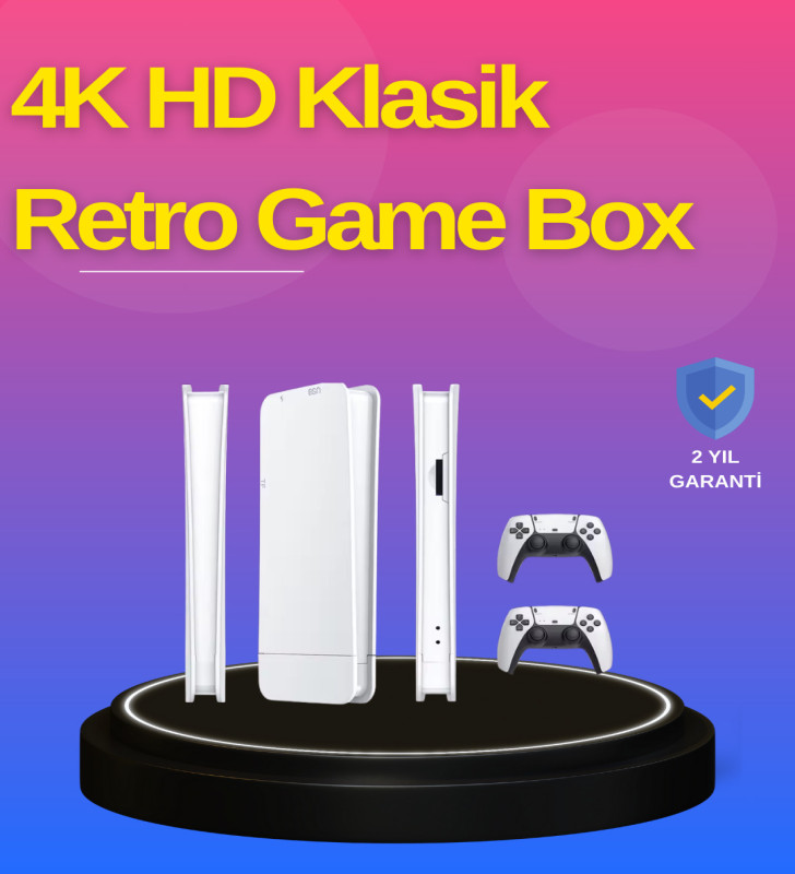 HDMI Çıkışlı Kablosuz 2 Kollu 4K Retro Oyun Kutusu - Lisinya