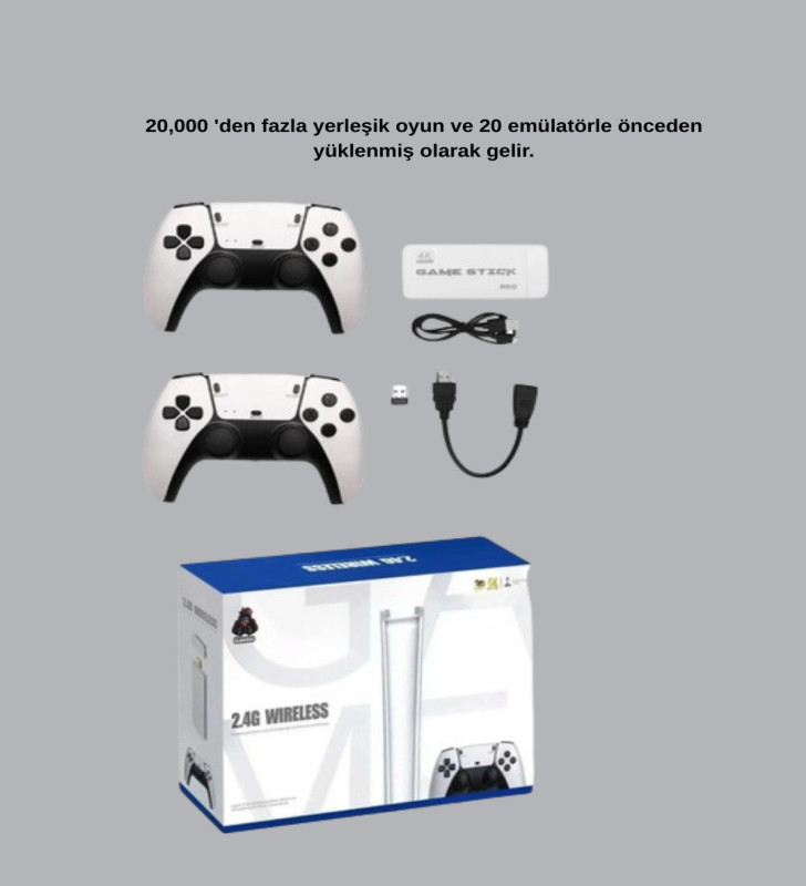 HDMI Çıkışlı Kablosuz 2 Kollu 4K Retro Oyun Kutusu - Lisinya