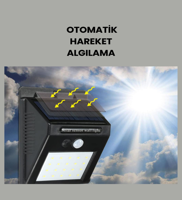 Hareket Sensörlü Güneş Enerjili Dış Mekan LED Lamba 100/144 LED - Lisinya