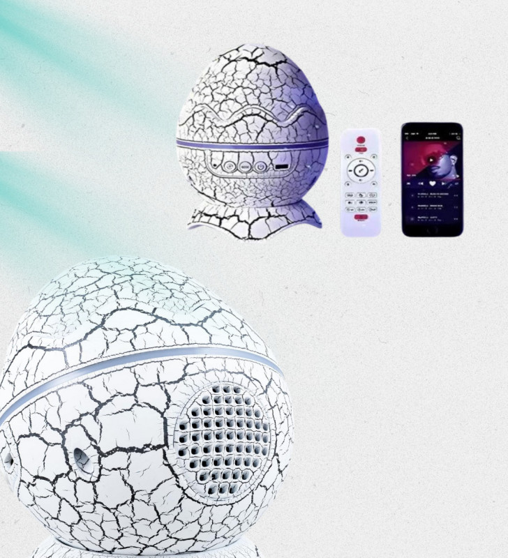 Dinozor Yumurtası Galaksi Projektör Gece Lambası 4'ü 1 Arada – Bluetooth Hoparlörlü - Lisinya