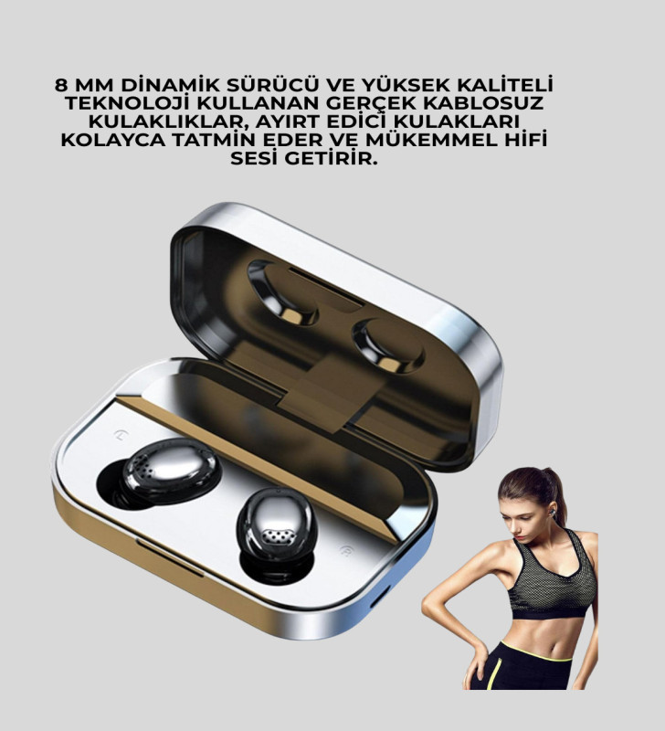 Gerçek Kablosuz Kulaklık – Bluetooth 5.0, Şarj Kutulu, Parmak İzi Kontrollü - Lisinya
