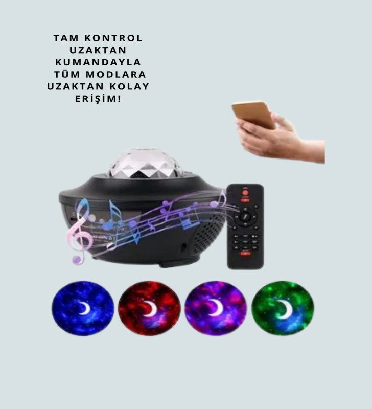 Bluetooth & USB Müzik Çalar Gece Lambası – 50 m² Kapsama, Uzaktan Kumanda - Lisinya