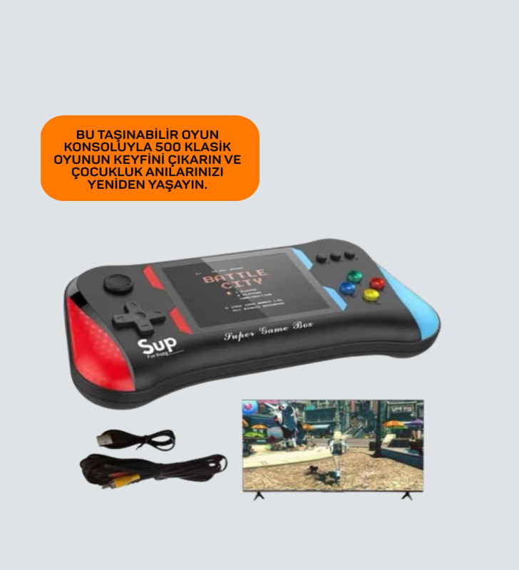 500 Oyunlu 3,5” Elde Taşınabilir Mini Oyun Konsolu – Şarjlı, TV Bağlantılı - Lisinya