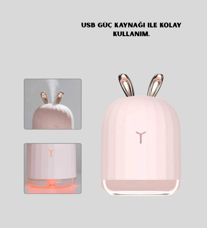 USB Bağlantılı Sessiz Çalışan LED Işıklı Nemlendirici Difüzör 200 ml - Lisinya