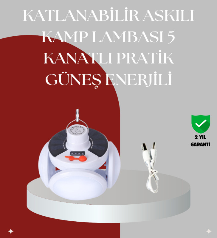 Uzaktan Kumandalı, 360 Derece Katlanabilir Solar LED Aydınlatma Çadır Lambası - Lisinya
