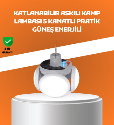 Çok Amaçlı Katlanabilir Güneş Enerjili Kamp Lambası – Masa Üstü ve Asılabilir Kullanım - Lisinya