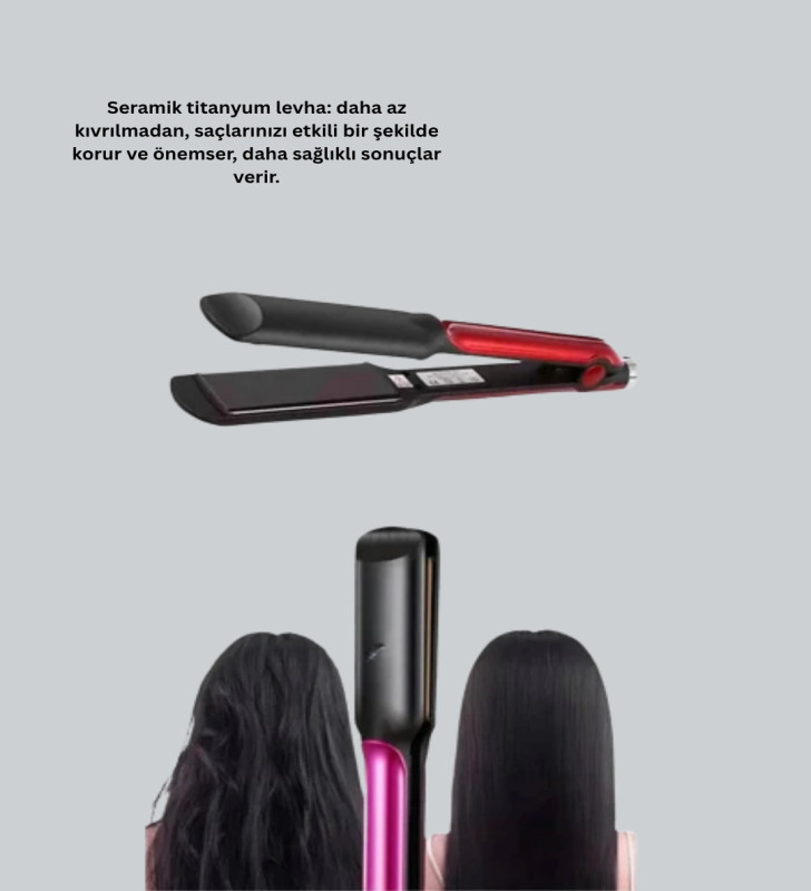 Profesyonel Titanyum Saç Düzleştirici – Ayarlanabilir Isı ve Hızlı Isınma Özellikli - Lisinya
