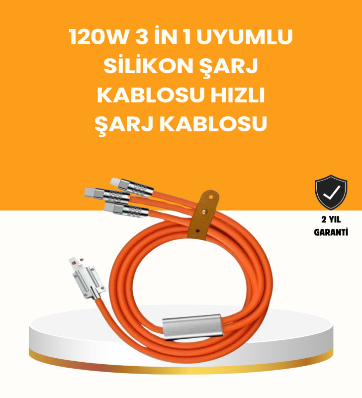 Çoklu Cihaz Dostu 120 W Hızlı Şarj Kablosu – Tek Kablo ile Her Cihaz Elinizin Altında - Lisinya