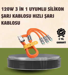120 W Şarj ve Veri Aktarımı Kablo– 3 Başlıklı Çok Amaçlı Kablo Yüksek Hızlı - Lisinya