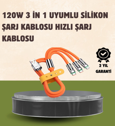 120 W Şarj ve Veri Aktarımı Kablo– 3 Başlıklı Çok Amaçlı Kablo Yüksek Hızlı - Lisinya