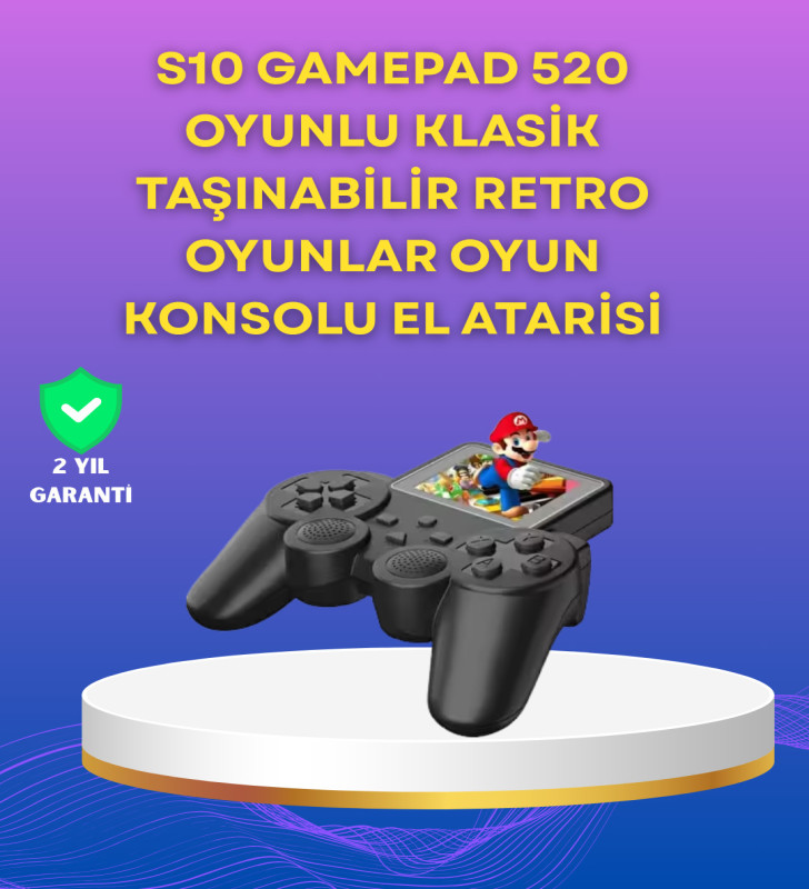 2.4 İnç Ekranlı 500 Oyunlu Taşınabilir Retro Oyun Konsolu, Şarjlı El Tipi Mini - Lisinya