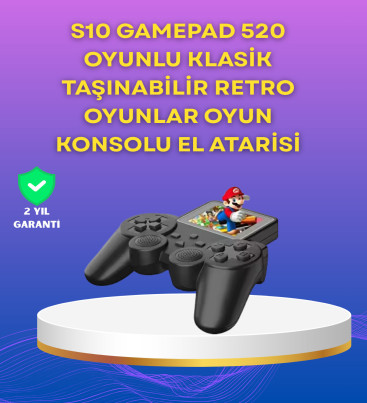 2.4 İnç Ekranlı 500 Oyunlu Taşınabilir Retro Oyun Konsolu, Şarjlı El Tipi Mini - Lisinya