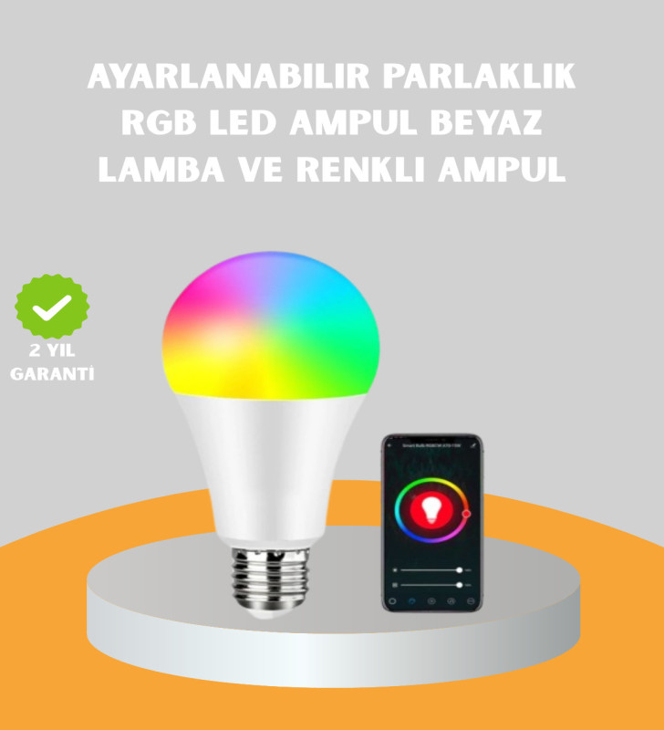 Kumanda Destekli Çok Renkli Akıllı LED Ampul - Lisinya