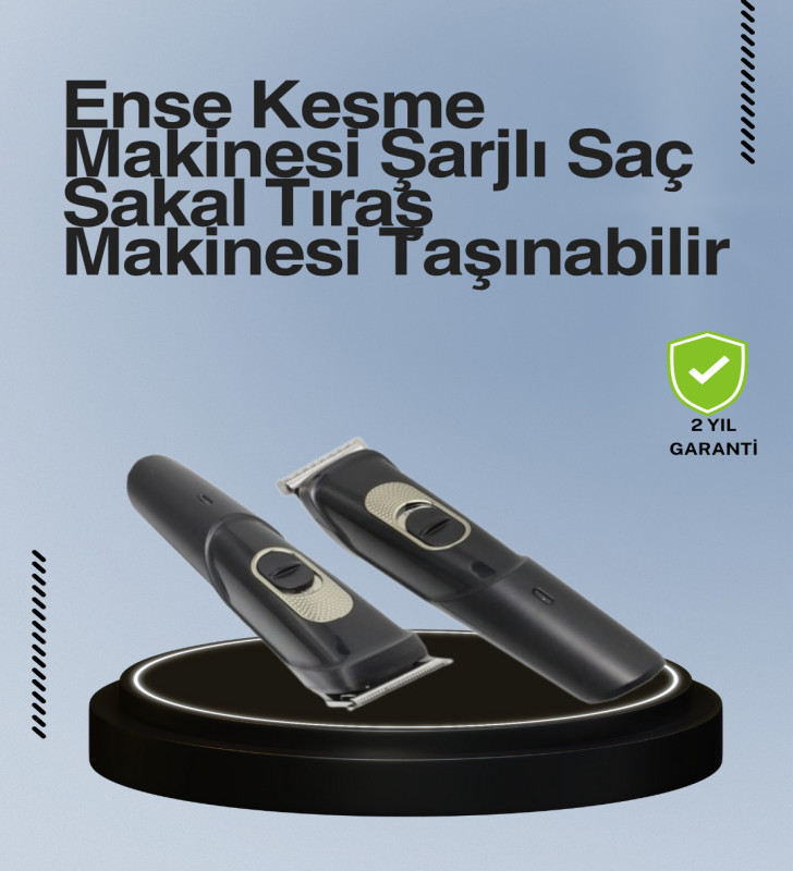 Kablosuz, Paslanmaz Çelik Bıçaklı Profesyonel Saç ve Sakal Tıraş Makinesi – Sessiz, Güçlü ve Ergonomik - Lisinya