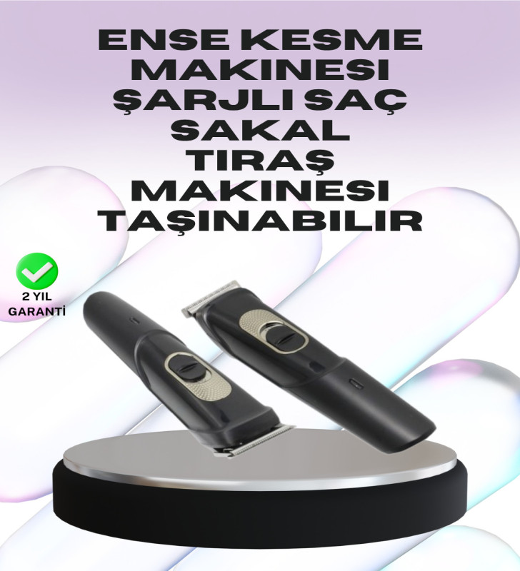Sessiz Motorlu, Kablosuz Kullanımlı Şarjlı Saç ve Sakal Kesme Makinesi – Taraklı Set - Lisinya