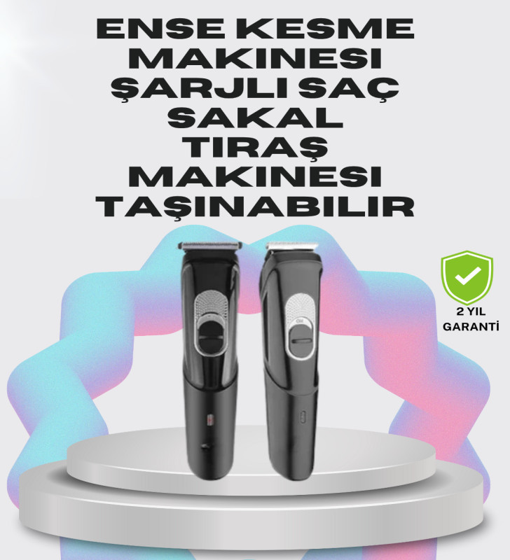 Taşınabilir Şarjlı Saç Sakal Tıraş Makinesi – 3 Taraklı, Sessiz ve Ergonomik - Lisinya