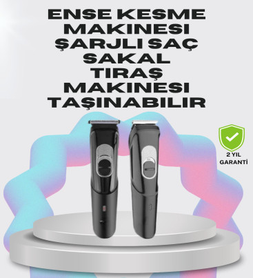 Taşınabilir Şarjlı Saç Sakal Tıraş Makinesi – 3 Taraklı, Sessiz ve Ergonomik - Lisinya