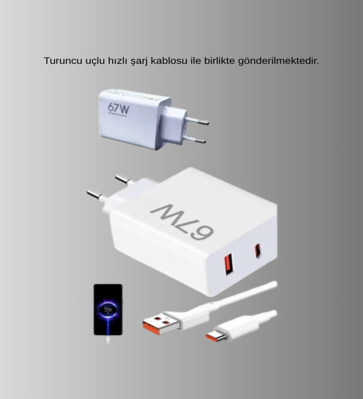 67W Turbo Type-C Hızlı Şarj Adaptörü – Akıllı Koruma Çipli, Hızlı Şarj Destekli - Lisinya