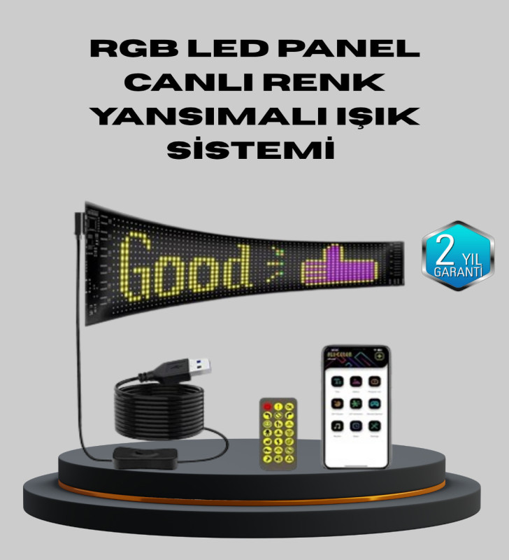 5V USB Akıllı Piksel LED Panel – Mobil Uygulama Kontrollü, Renkli Işık Efektli - Lisinya