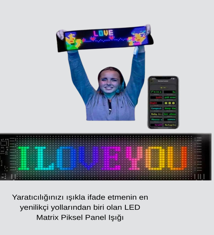 Akıllı LED Matrix Panel – USB Bağlantılı, Kaydırmalı Yazı ve Animasyon Desteği - Lisinya