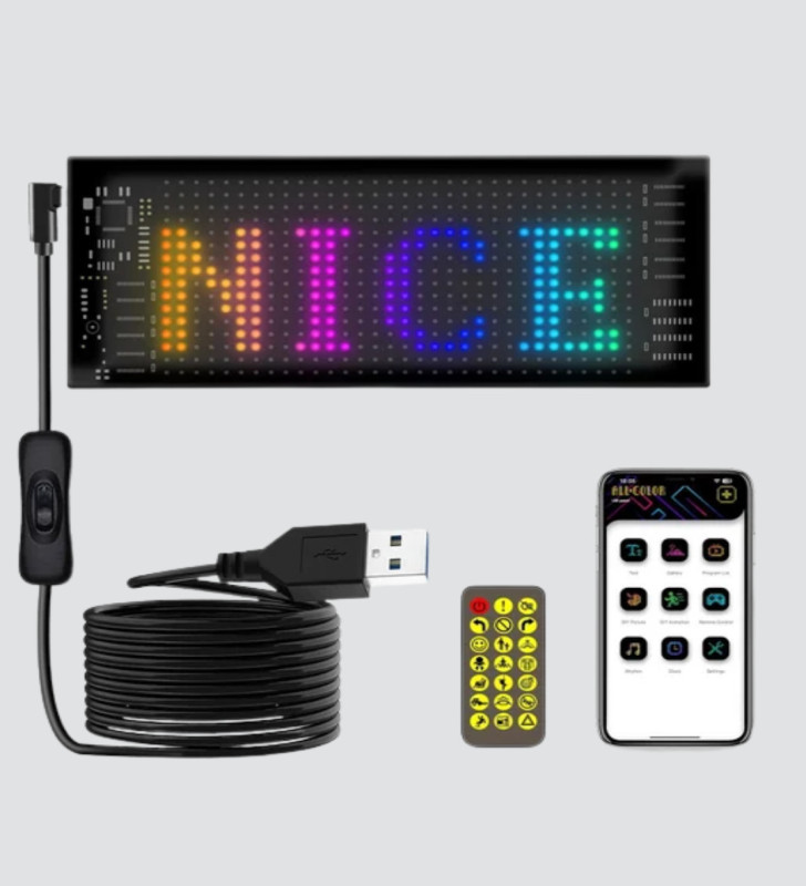 Akıllı LED Matrix Panel – USB Bağlantılı, Kaydırmalı Yazı ve Animasyon Desteği - Lisinya