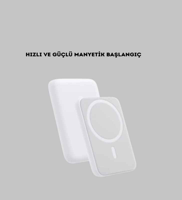 5000mAh Manyetik Powerbank – iPhone Serisi İçin Taşınabilir Kablosuz Şarj Cihazı - Lisinya