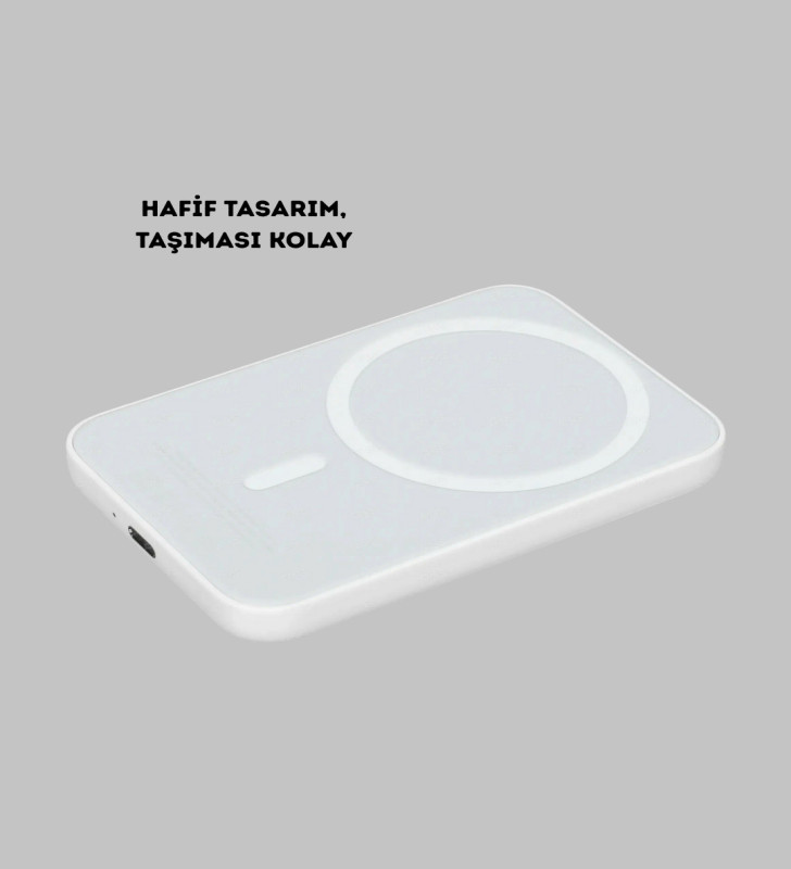 MagSafe Uyumlu Kablosuz Powerbank – Güçlü Mıknatıs, Hızlı Şarj, Kompakt Tasarım - Lisinya