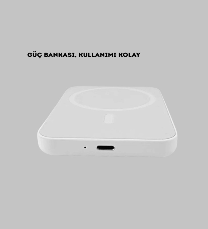 Manyetik Kablosuz Powerbank – iPhone 12/13/14/15 Uyumlu, Hızlı Şarjlı, Ultra Hafif - Lisinya