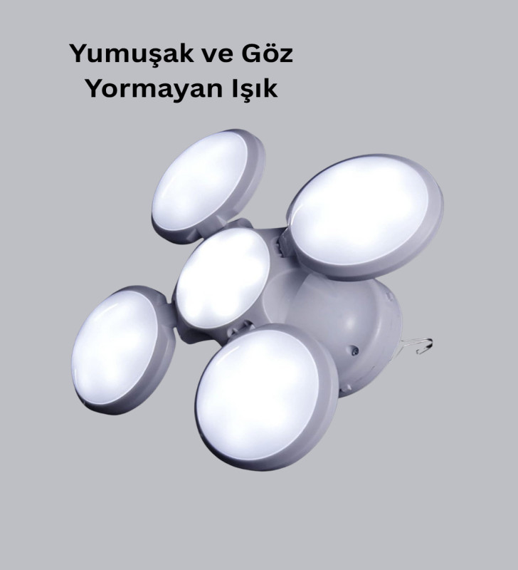 5 Kanatlı Solar Kamp Lambası – USB Şarjlı, Taşınabilir, IP65 Su Geçirmez Bahçe Lambası - Lisinya