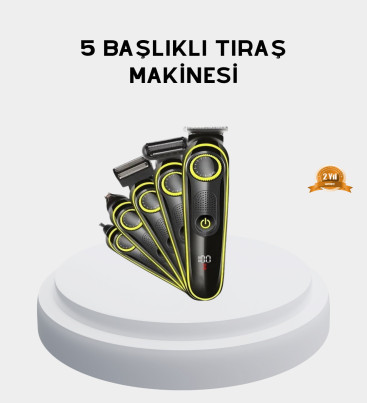 5’i 1 Arada Şarjlı Tıraş Makinesi – Paslanmaz Çelik Başlıklı, Yüz ve Vücut Bakım Cihazı - Lisinya
