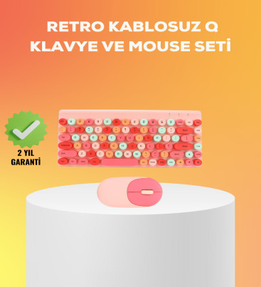 Renkli Retro Tuş Takımlı Klavye – 3 Cihaz Bağlantısı, Medya Kısayol Tuşları - Lisinya