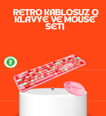 Retro Tarz Bluetooth 5.1 Klavye – Win/OSX/Android/iOS Uyumlu - Lisinya