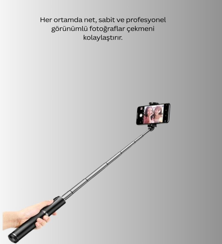 Bluetooth Işıklı Uzaktan Kumandalı Selfie Çubuğu – 130 cm Yükseklik - Lisinya