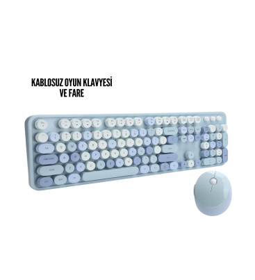 Kablosuz Klavye Mouse Seti mavi - Lisinya
