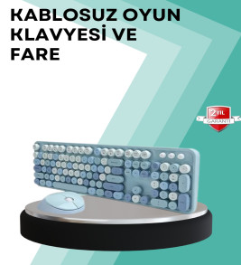 Kablosuz Klavye ve Mouse Seti – Sessiz Tuş, Retro Tasarım - Lisinya