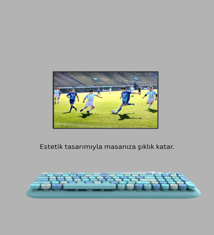 Retro Tarz Kablosuz Klavye Mouse Seti – 104 Tuşlu, Ergonomik Tasarım - Lisinya