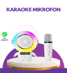 Karaoke Özellikli Astronot Bluetooth Hoparlör Kablosuz Mikrofonlu - Lisinya
