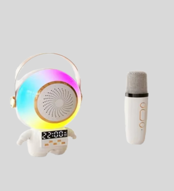Astronot Tasarımlı Bluetooth Speaker ve Kablosuz Mikrofon Karaoke Seti - Lisinya